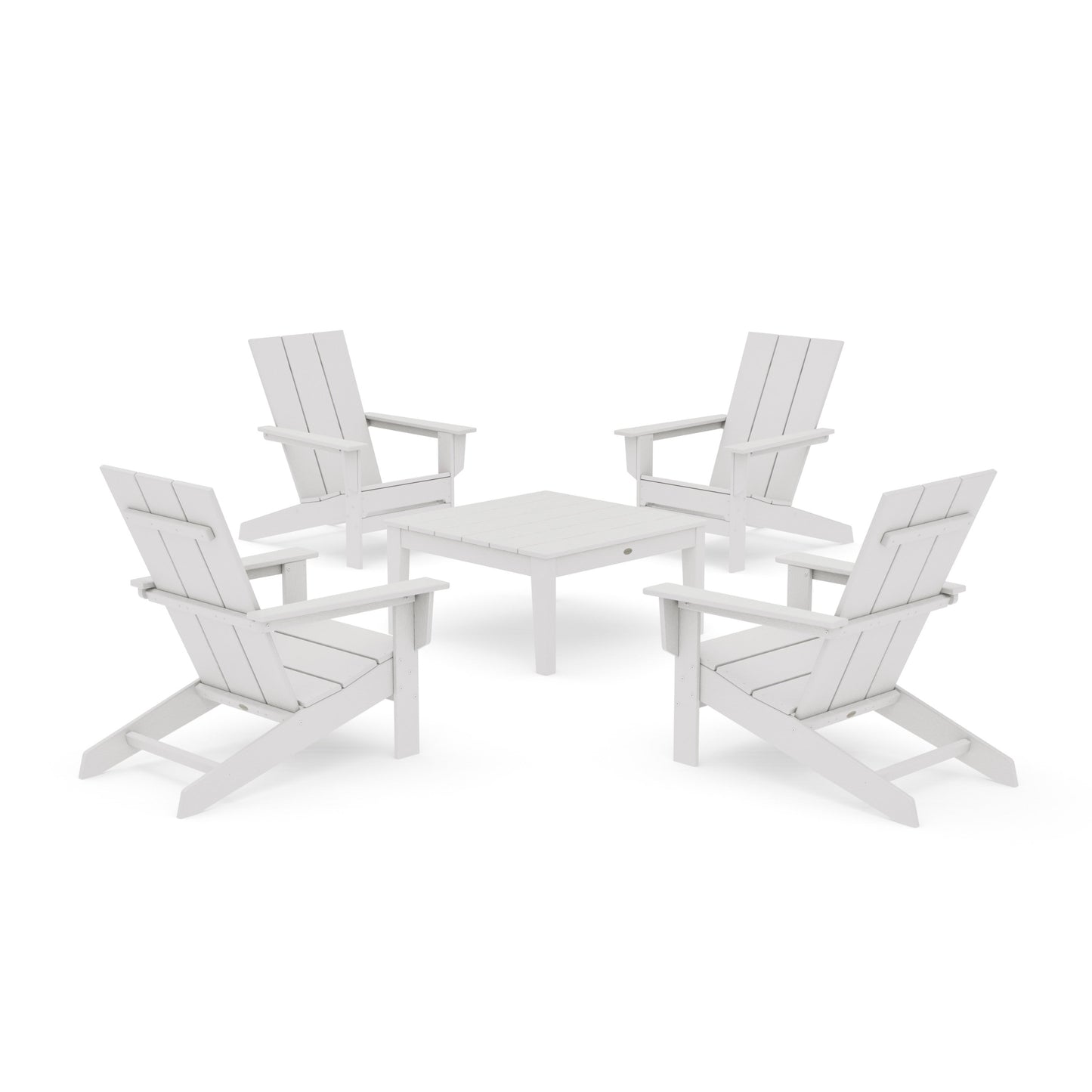 POLYWOOD 5-Piece Modern Studio Adirondack Chair Conversation Group — Vintage White