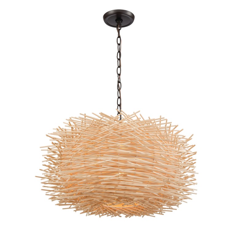 BAMBOO NEST 23'' WIDE 3-LIGHT CHANDELIER - FREE SHIPPING !!!