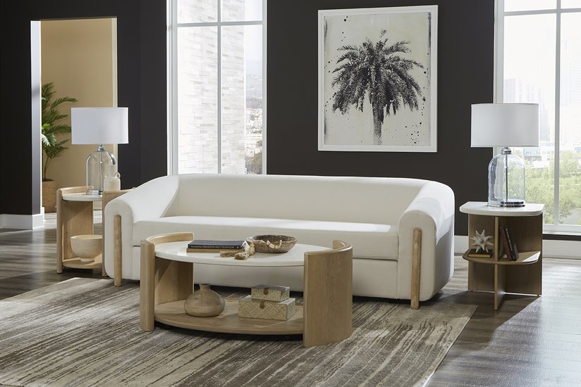 PALMETTO HOME - MELIA OVAL COCKTAIL TABLE WITH QUARTZ TOP