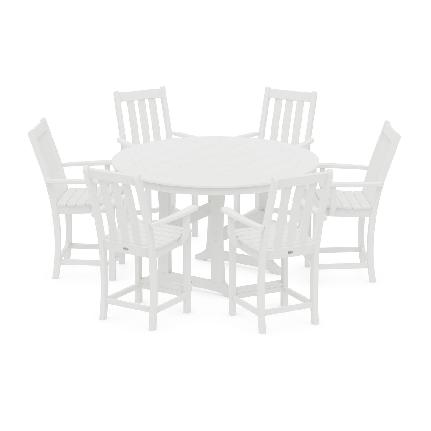 POLYWOOD Vineyard 7-Piece Arm Chair Round Counter Set — White