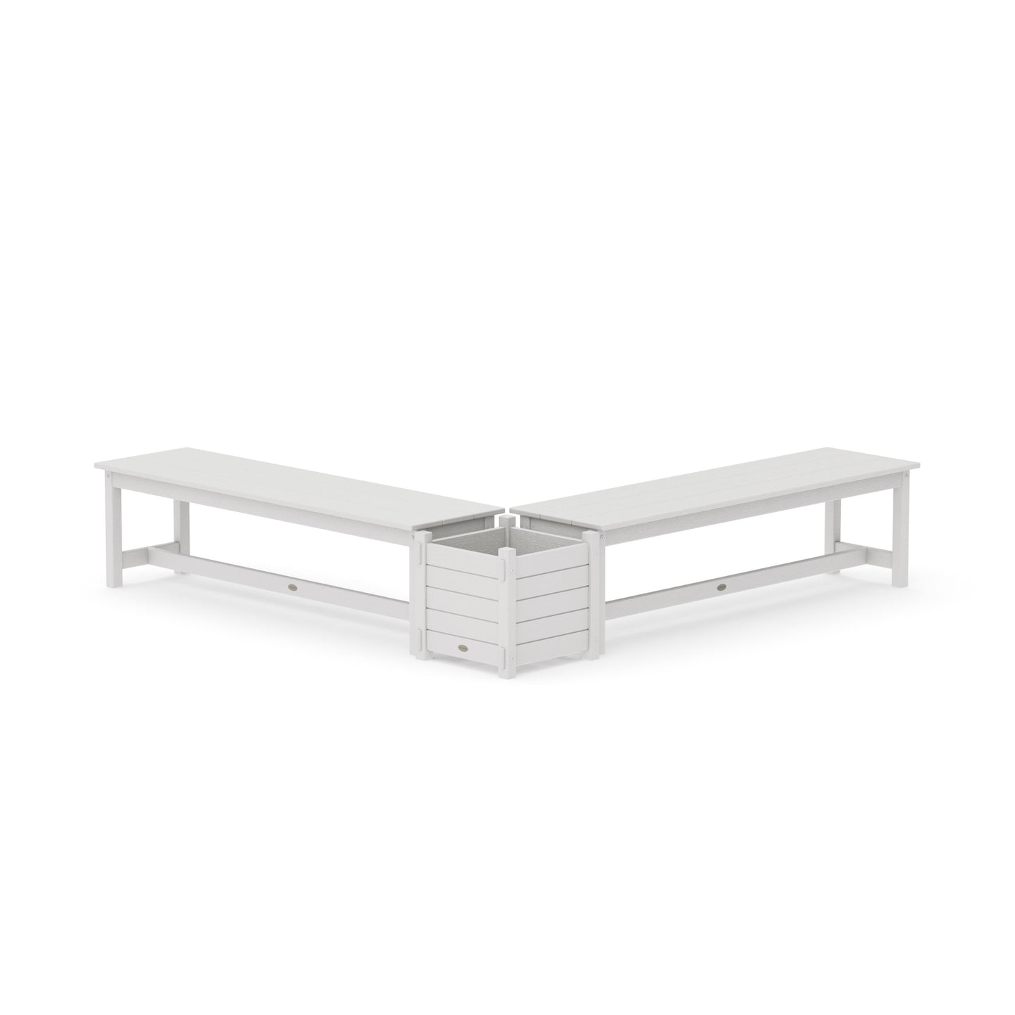 POLYWOOD 60" Nautical L- Shaped Planter Bench Set — Vintage White