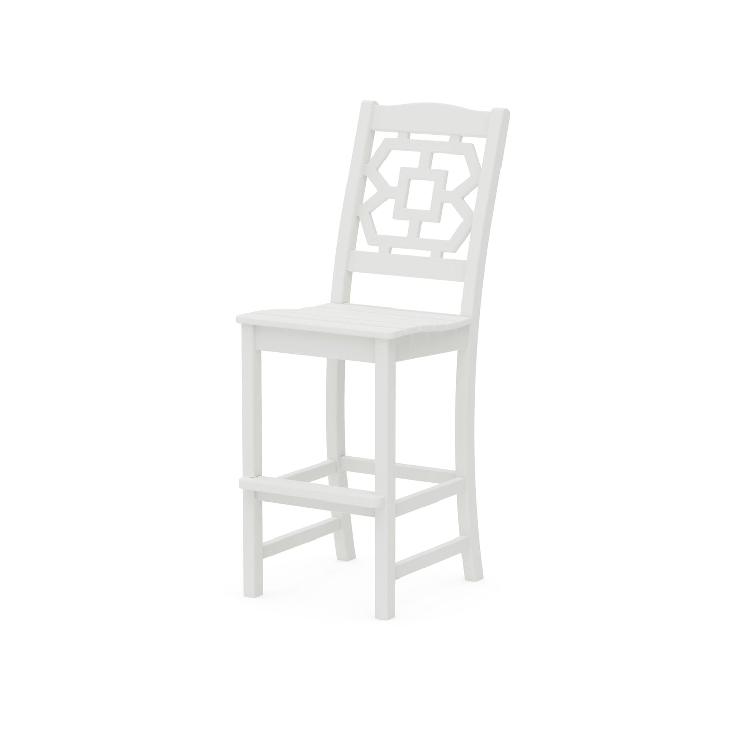 POLYWOOD Chinoiserie Bar Side Chair — Vintage White