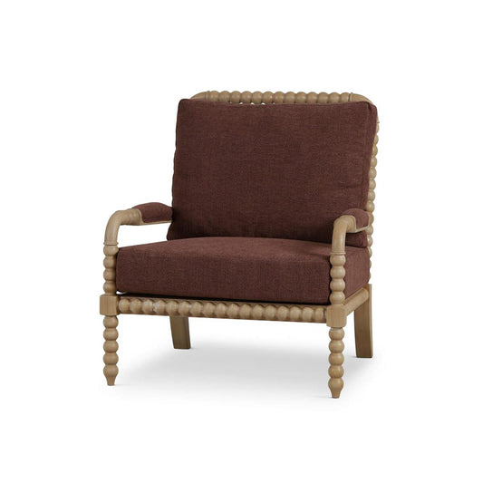 Bramble Cholet Arm Chair in Fruitwood with Chestnut Brown Chenille Performance Fabric