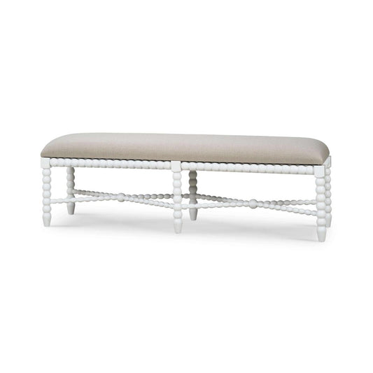 Bramble Cholet Bench Medium in Architectural White with Camelot Performance Fabric