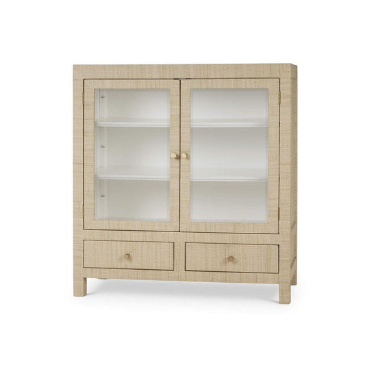 Bramble Kagu 2 Doors Sideboard Wrapped in Natural Rattan with True White Interior