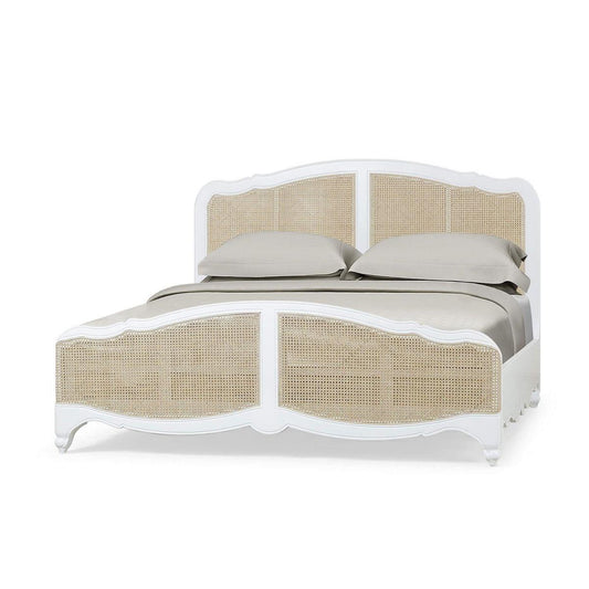 Bramble Covington Bed King in Architectural White with Rattan Natural