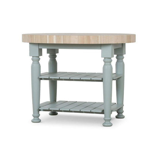 Bramble Farmhouse Butcher Block Kitchen Island in Pale Blue