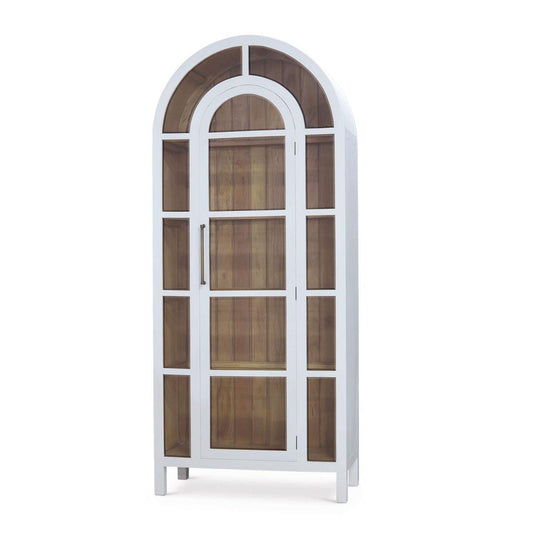 Bramble Vannes Display Cabinet with Glass Shelves in True White with Driftwood Interior