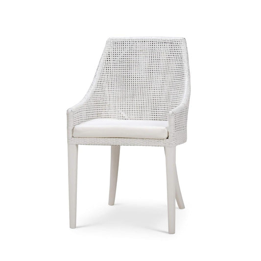 Bramble Savanah Dining Chair in True White Rattan & Legs with Arctic White Seat Cushion