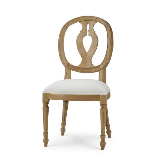 Bramble Fiona Dining Chair in Fruitwood with Upholstered Seat in Arctic White Performance Fabric