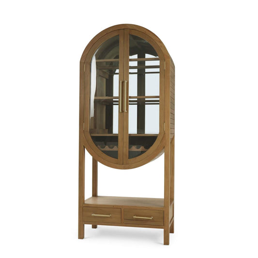 Bramble Napa Wine Cabinet with Mirrored Back in Antique French Oak