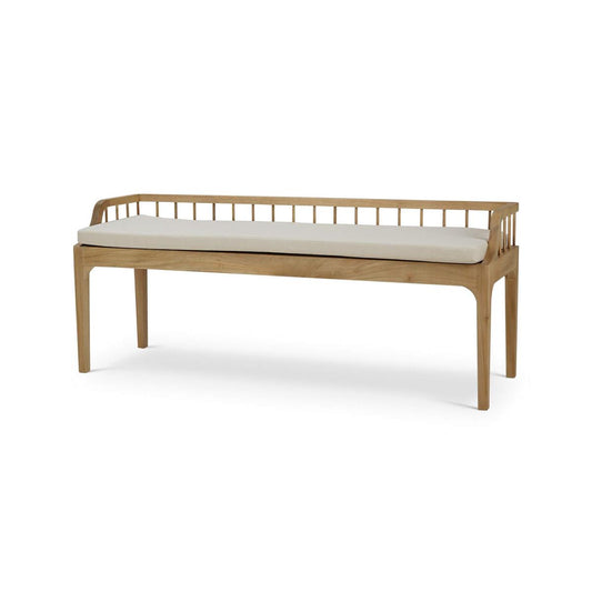 Bramble Versai Fluted Bench in Fruitwood with Natural Performance Fabric