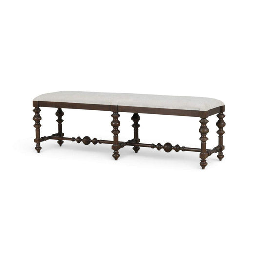 Bramble Savannah Large Bench in Walnut Finish with Thames Natural Performance Fabric