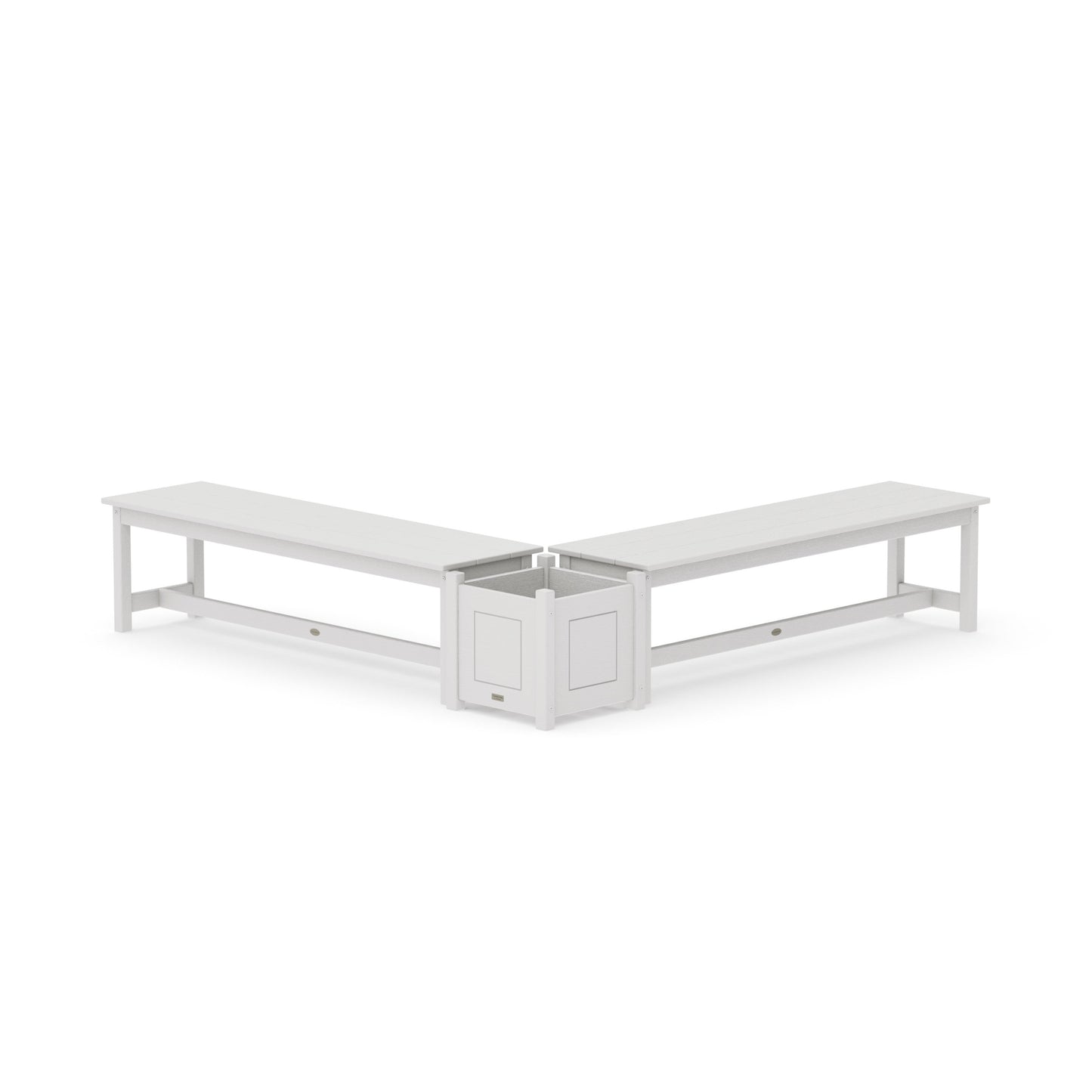 POLYWOOD 60" Country Living L- Shaped Planter Bench Set — Vintage White
