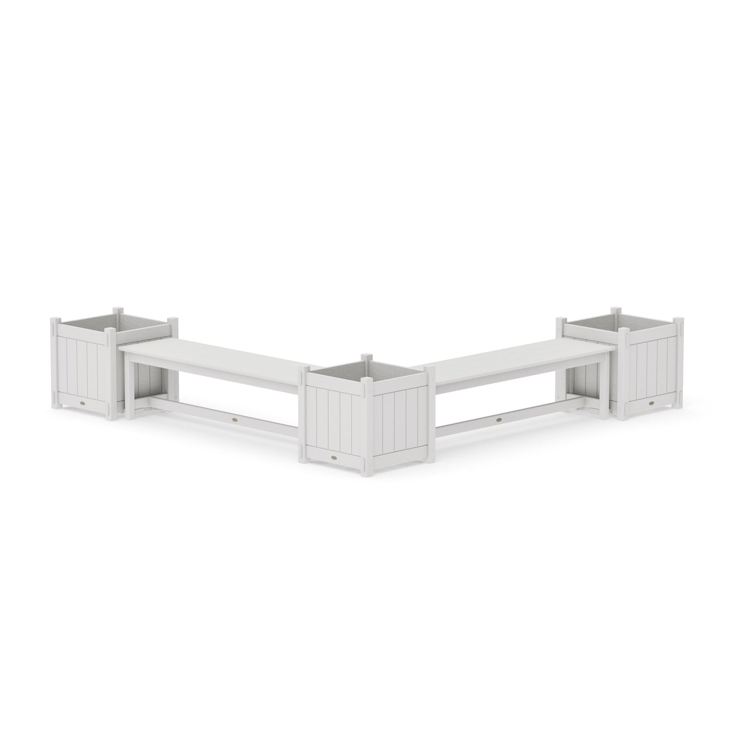 POLYWOOD 60" Vineyard L- Shaped Planter Bench Corner Set - Large — Vintage White