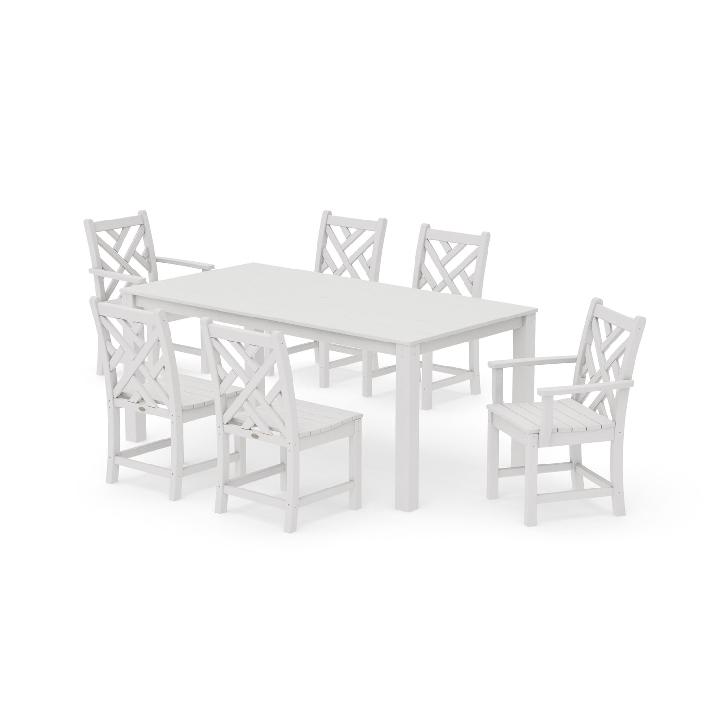 POLYWOOD Chippendale 7-Piece Parsons Dining Set — Vintage White