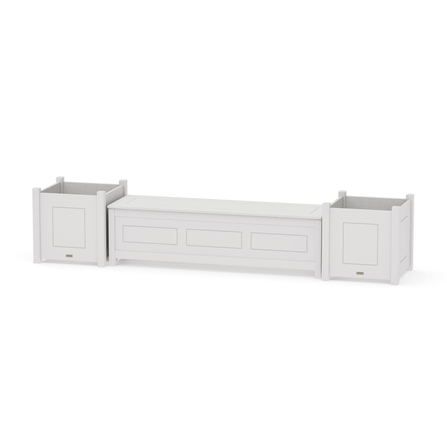 POLYWOOD 60" Country Living Straight Planter Storage Bench Set- Large — Vintage White