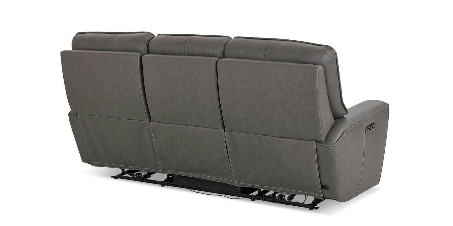 Bassett Club Level Kenneth Leather Power Reclining Sofa — Bassett manufacturer gallery — Kenneth Gunmetal — Power Sofa