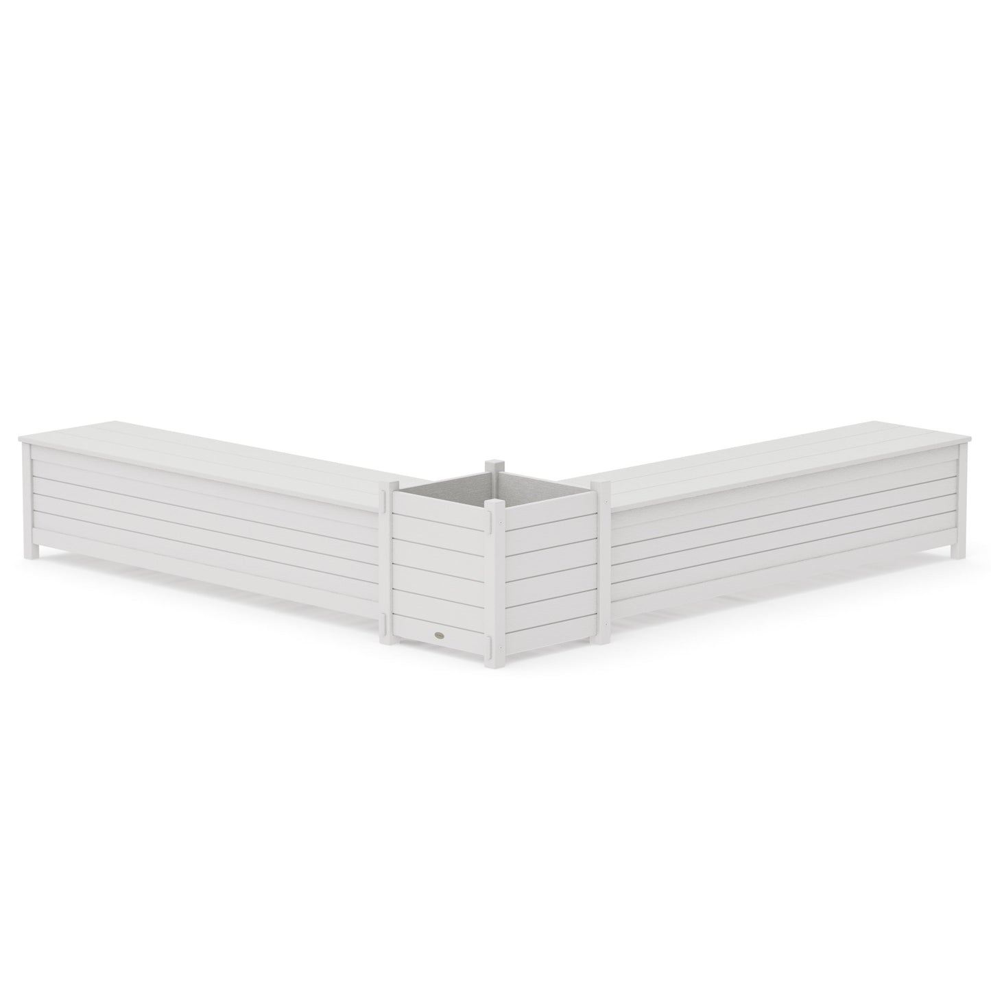 POLYWOOD 72" Nautical L- Shaped Planter Storage Bench Set- Large — Vintage White