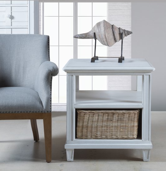 PALMETTO HOME - CANE BAY END TABLE WITH RATTAN BASKET
