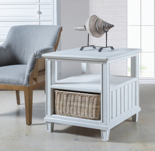 PALMETTO HOME - CANE BAY END TABLE WITH RATTAN BASKET