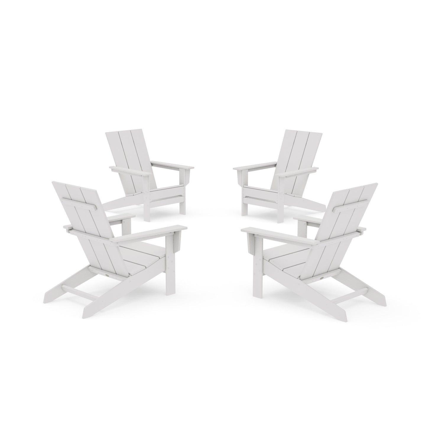POLYWOOD 4-Piece Modern Studio Adirondack Chair Conversation Set — Vintage White