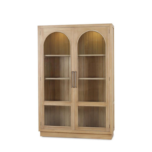 Bramble Vannes 2 Door Display Cabinet in Fruitwood with Glass Shelves & LED Lights