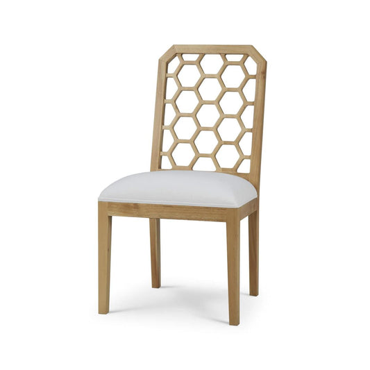 Bramble Ceylon Dining Chair in Fruitwood with Arctic White Performance Fabric