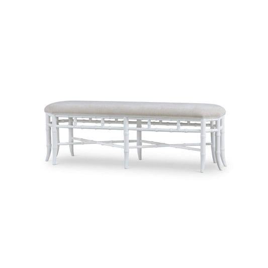 Bramble Grosvenor Bench in Architectural White with Thames Natural Performance Fabric