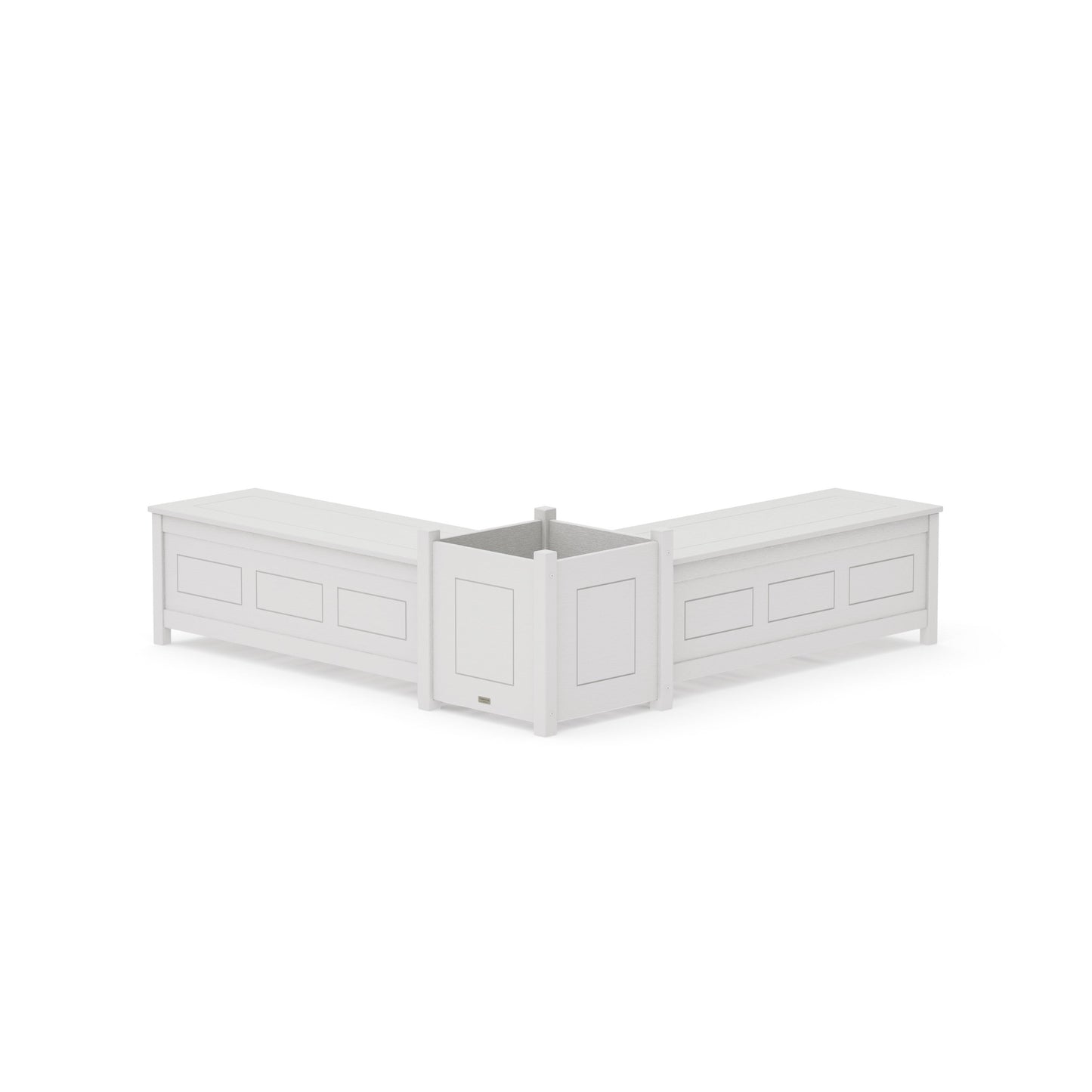 POLYWOOD 48" Country Living L- Shaped Planter Storage Bench Set- Large — Vintage White