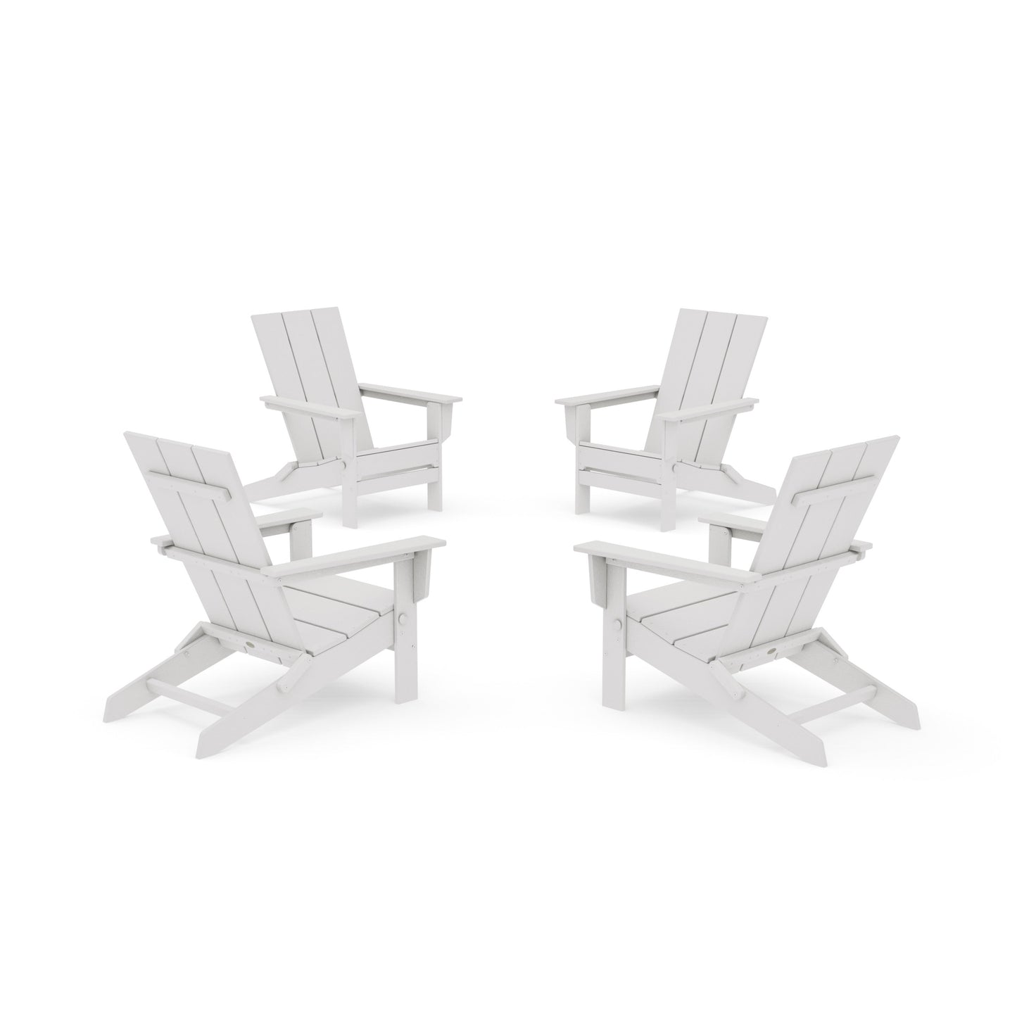 POLYWOOD 4-Piece Modern Studio Folding Adirondack Chair Conversation Set — Vintage White
