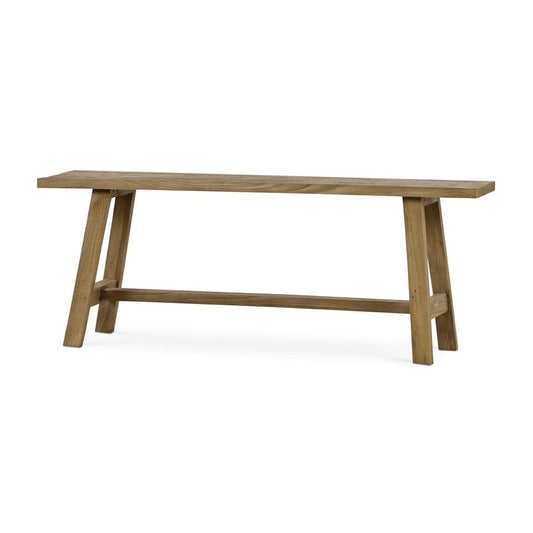 Bramble Tuscan Rustic Distressed Teak Bench in Teak Natural with Weathered Teak Distressing