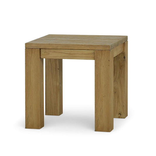 Bramble Tuscan Rustic Distressed Teak Side Table in Teak Natural with Weathered Teak Distressing
