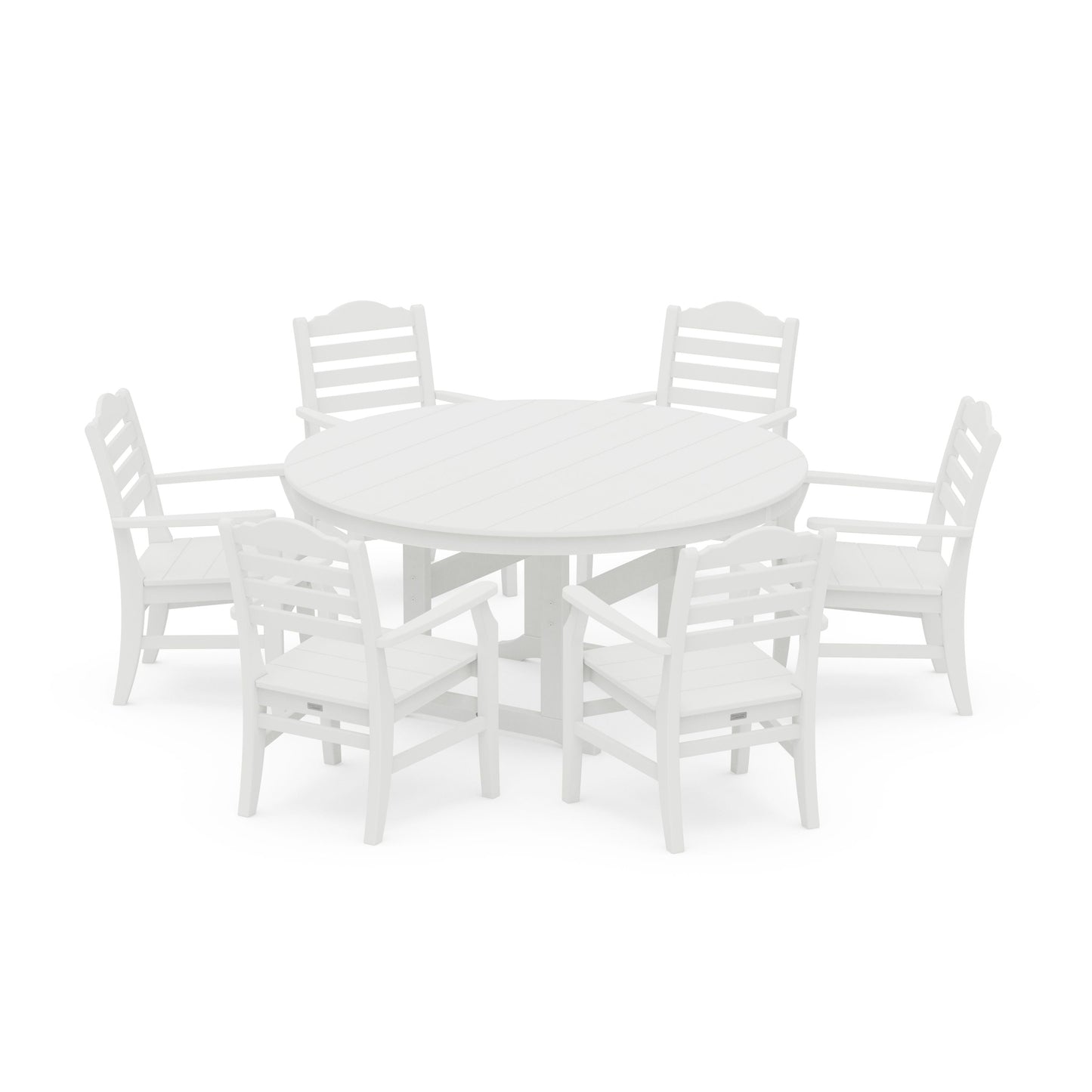 POLYWOOD Savannah 7-Piece Arm Chair Round Farmhouse Dining Set — White