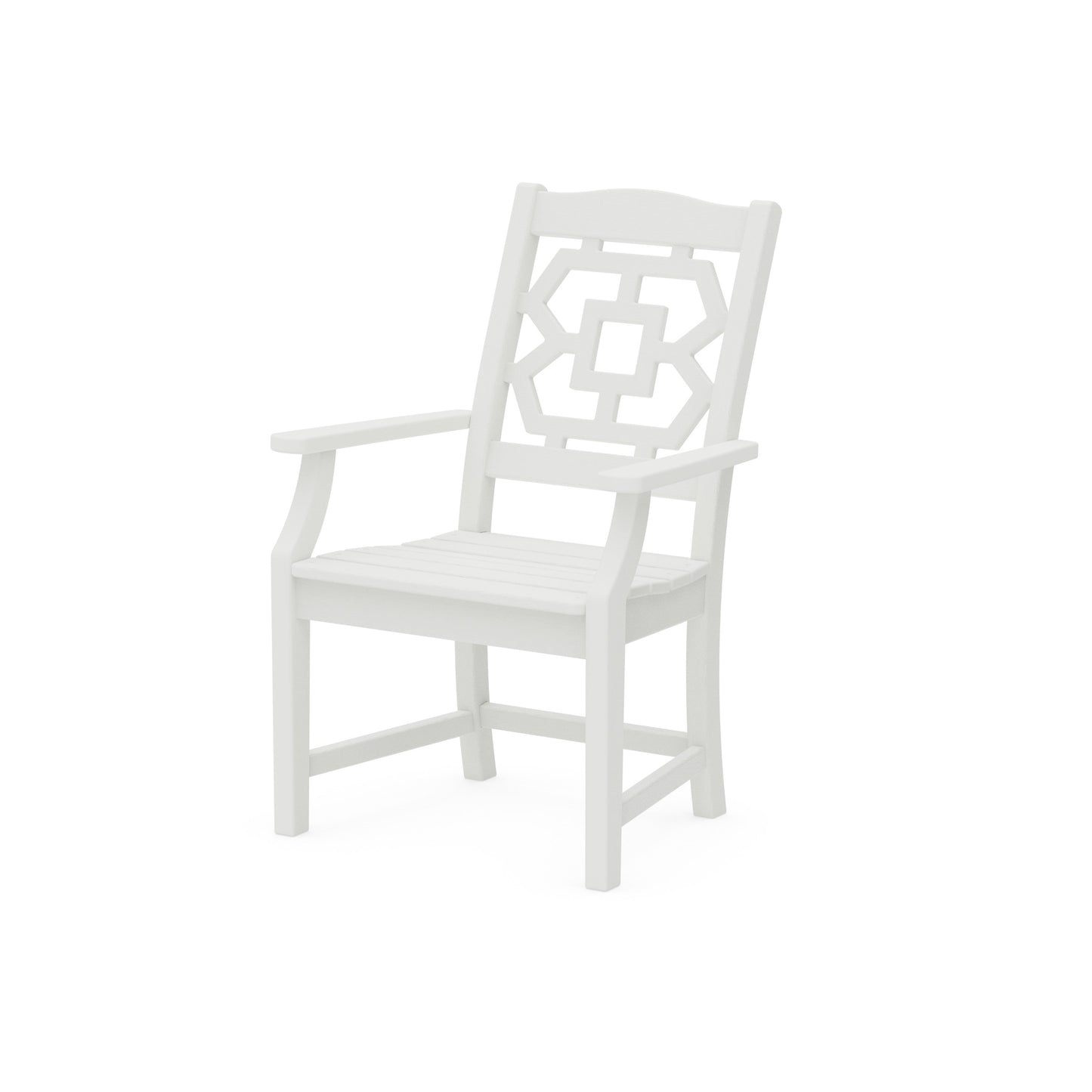 POLYWOOD Chinoiserie Dining Arm Chair — Vintage White