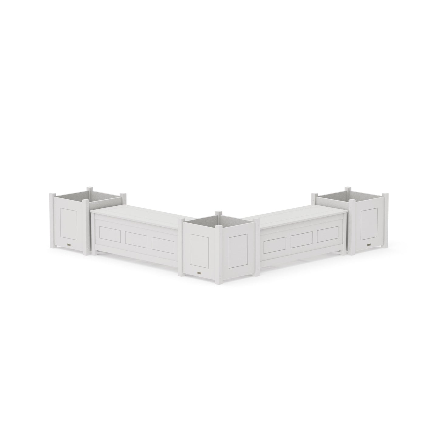 POLYWOOD 48" Country Living L- Shaped Planter Storage Bench Corner Set- Large — Vintage White