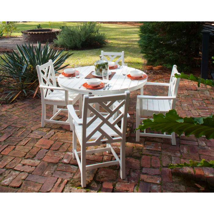 Polywood - Chippendale 5-Piece Round Farmhouse Dining Set - FREE SHIPPING