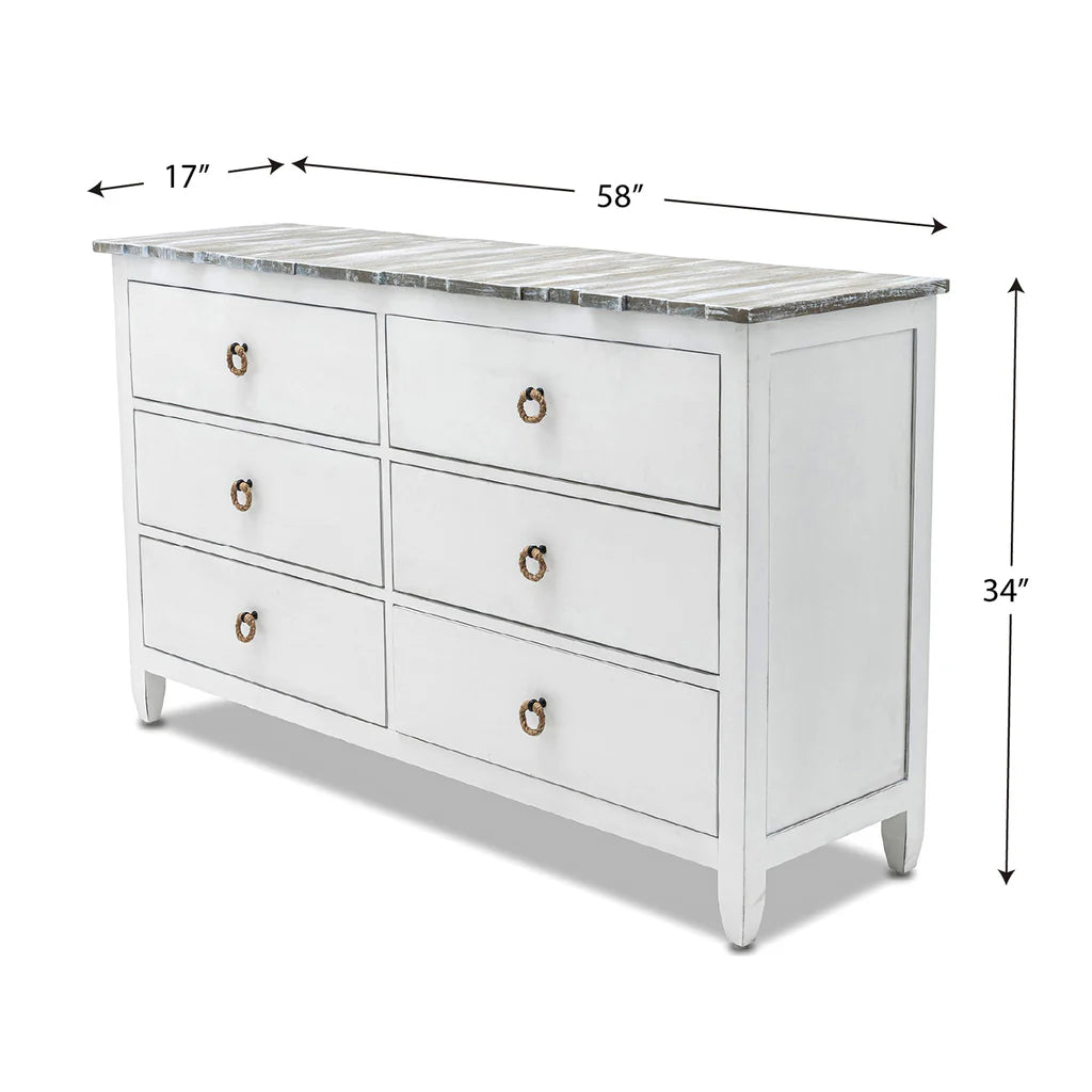 Sea Winds - Picket Fence 6-Drawer Dresser