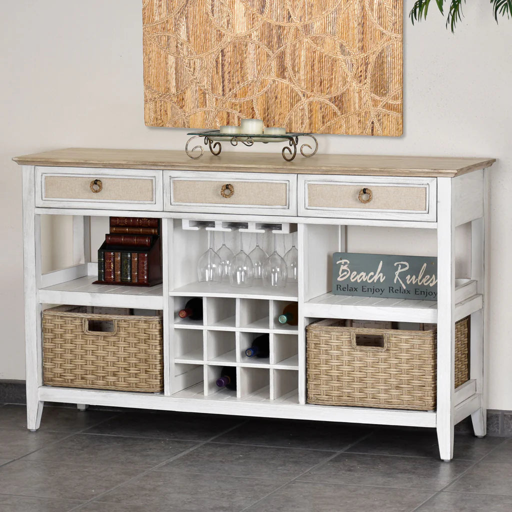 Sea Winds - Captiva Island Sideboard with Wine Rack & 2 Baskets