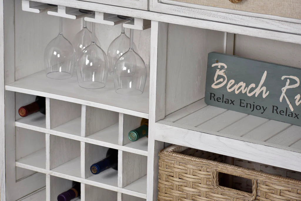 Sea Winds - Captiva Island Sideboard with Wine Rack & 2 Baskets