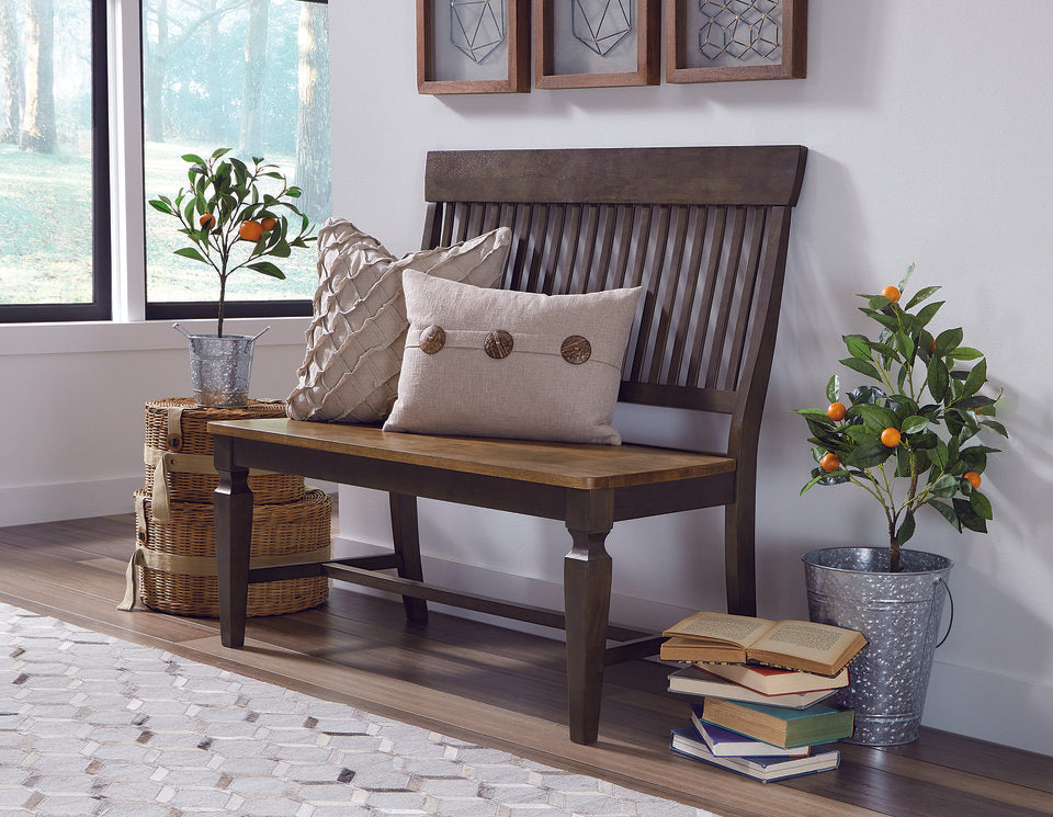 Vista - Slat Back Bench in Hickory & Coal