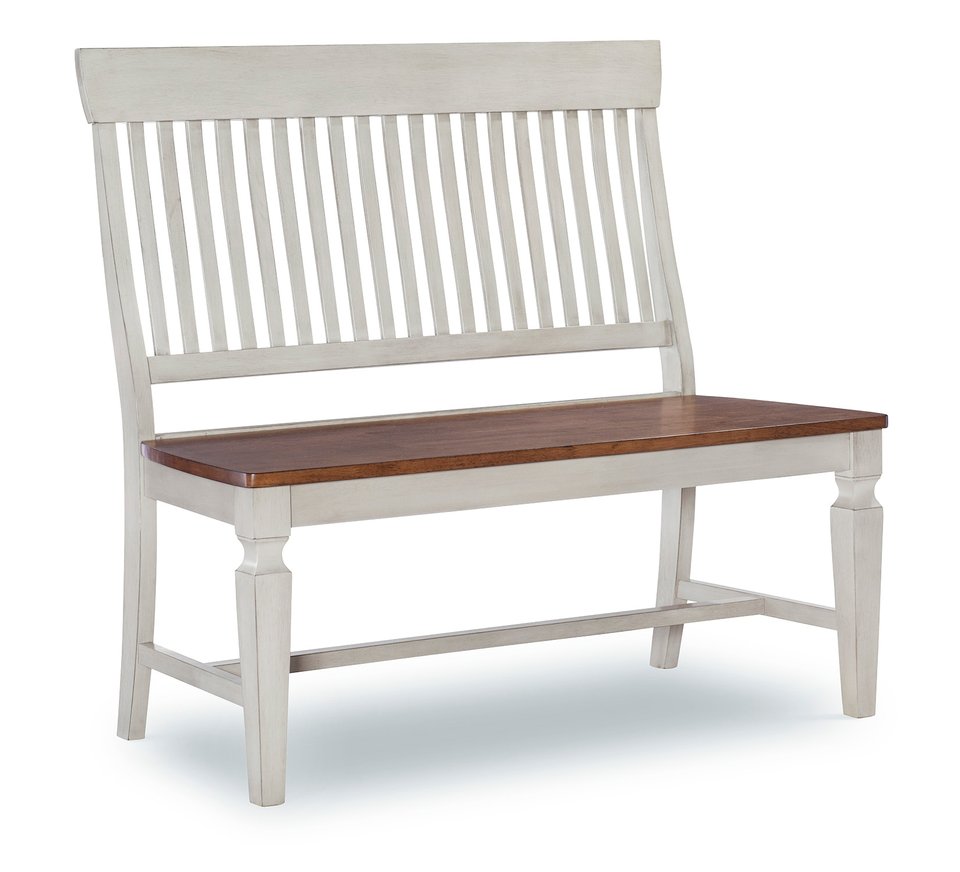 Vista - Slat Back Bench in Hickory & Shell