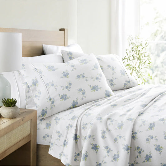 Rose Bunch 4-Piece 100% Cotton Flannel Sheet Set