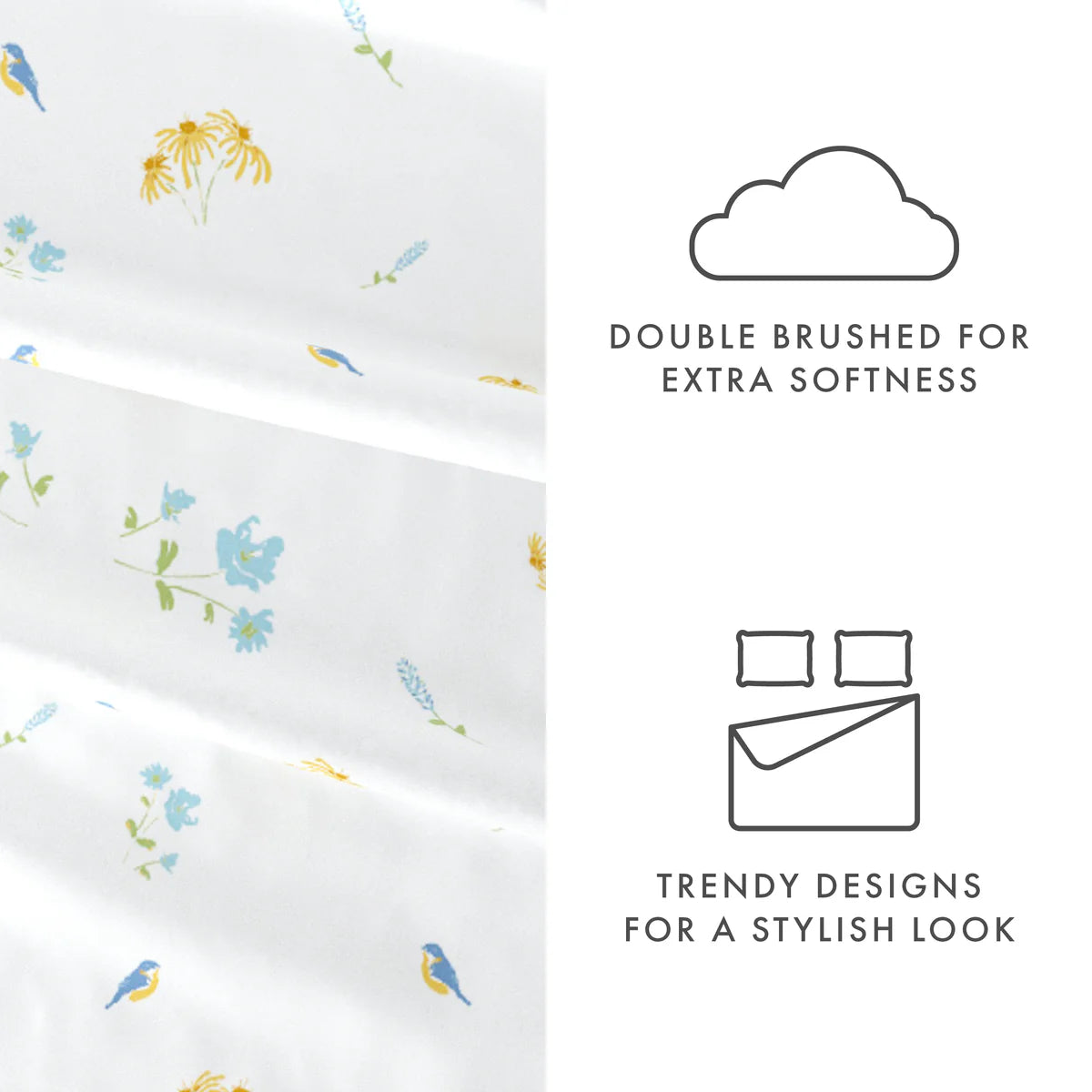 Bluebirds 4-Piece Patterned Sheet Set