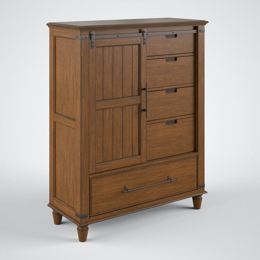 Farmhouse Chic - Sliding Door Chest in Bourbon Oak