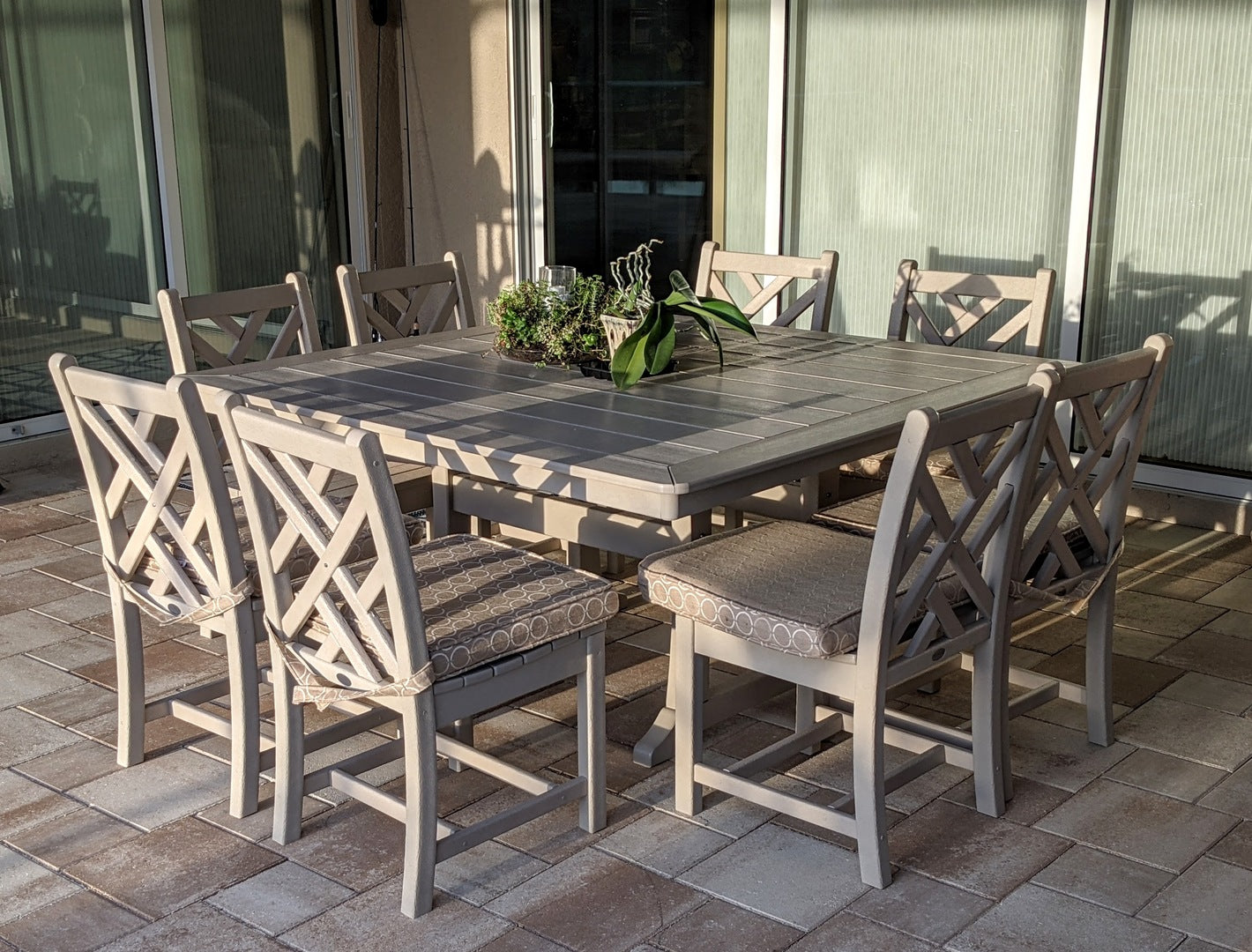 Polywood - Chippendale 9-Piece Nautical Trestle Dining Set - FREE SHIPPING