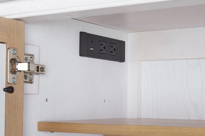 Pleasant Hill - Suede & Ivory 84" Console with Power Outlet