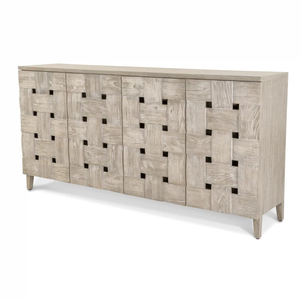 Sea Winds - Wooden Weave 4-Door Credenza with Soft Close Doors