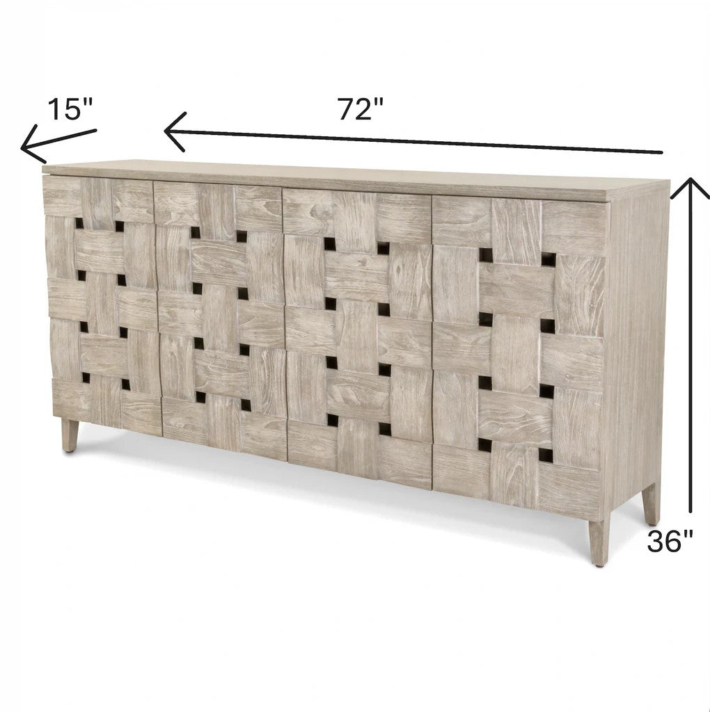 Sea Winds - Wooden Weave 4-Door Credenza with Soft Close Doors
