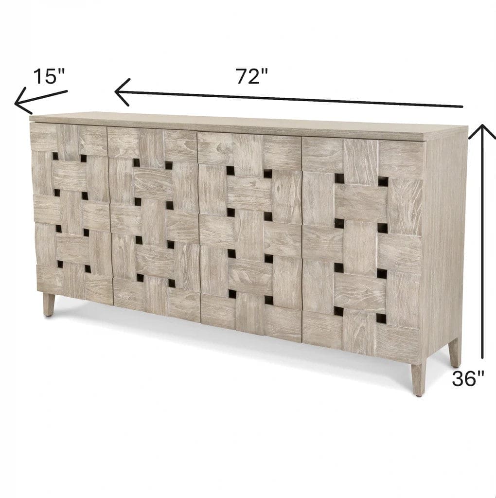 Sea Winds - Wooden Weave 4-Door Credenza w/ Soft Close Doors